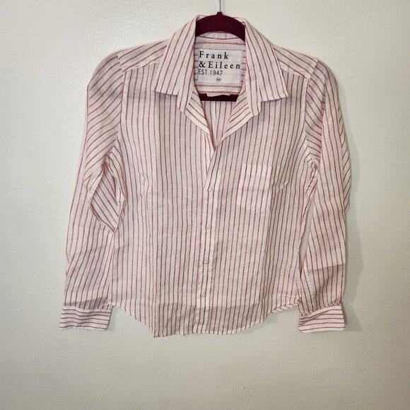 Frank and Eileen Barry Linen Stripe Button Down - Picture 4 of 10